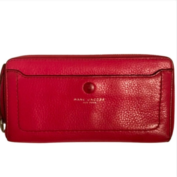 Marc Jacobs Hot Pink Pebbled Leather Zip Around Wallet